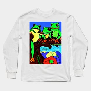 Frog Family Hanging Out On A Limb 3 Long Sleeve T-Shirt